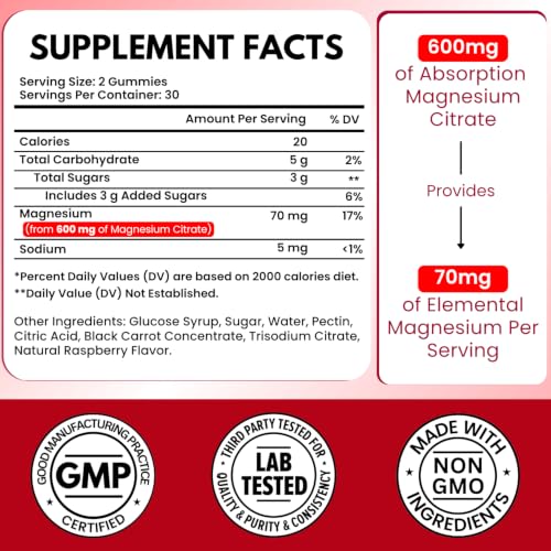 Image of VITBOOST Magnesium Citrate Gummies 600mg - Calm & Relaxation - 60 Count