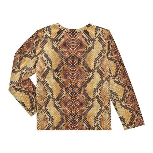 Aflyko Animal Print Boys' Rash Guard Shirts Snake Skin Pattern Brown Swim Shirt 3-12T2