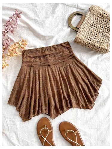 Milumia Women's Asymmetrical Hem Ruffle Ruched Mini Skirt High Waisted Flowy A Line Skirts3