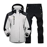 [Onkinken] ジャケット レディース 登山 レインウェア 撥水 レインスーツ 上下セット カッパ 軽量 作業用 蒸れない 防風 レインコート 登山服 釣り ウェア 自転車 バイク 防寒着 防水ジャケット 通勤通学 アウトドア 男女兼用 春夏秋冬 ホワイトジャケット+ブラックパンツ 3XL