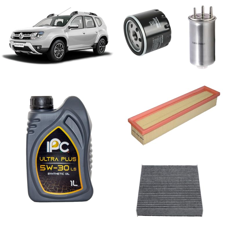 Kit tagliando 4 filtri + 5L olio 5W-30 IPC LS compatibile con Dacia duster hs 1.5 DCI Gasolio 2010-2018