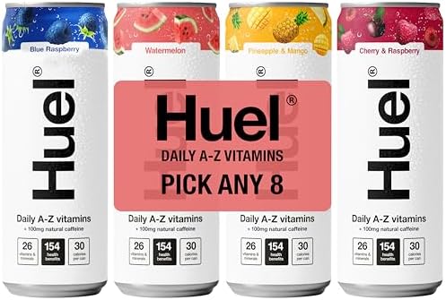 Huel Blue Raspberry Huel Daily A-Z Vitamins Energy Drink, Pick any 8 x 330ml Cans, Choose ...