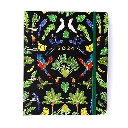 Agenda Planner Argolado 2024 Pássaros Semanal Notas A5 Floresta Tropical Preto, Cicero