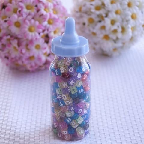 5 Inch Small Clear Fillable Baby Bottles - Blue (6 Count) Cover