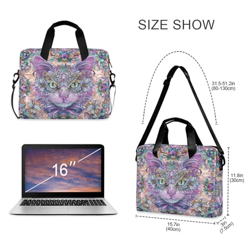 Maletín portátil para laptop 15.6 pulgadas con diseño Boho gato morado miniatura 5