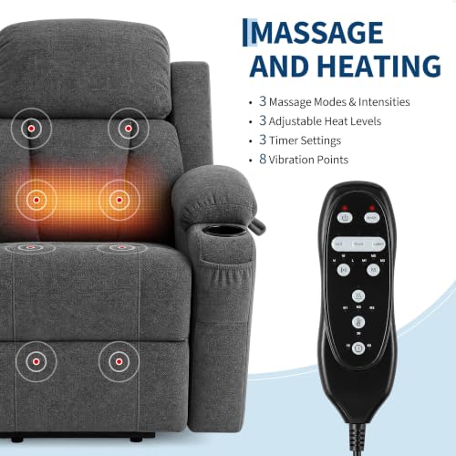 Image of Garvee Large Power Lift Recliner Chair with Heat and Massage, Chenille