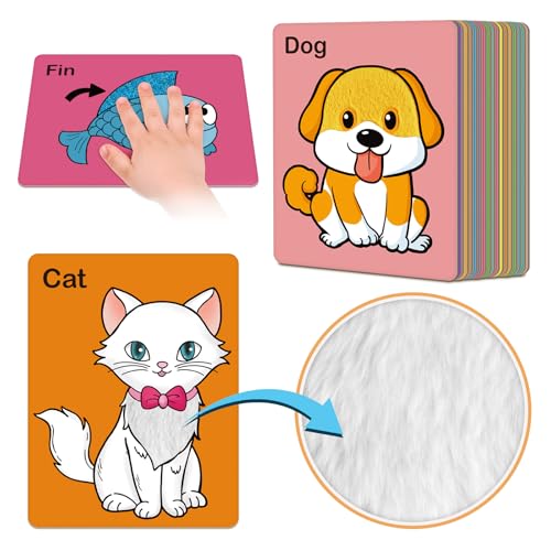 Broytain Touch and Feel Flash Cards for Toddlers 1-3,Learn CVC