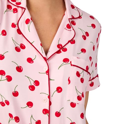 Image of kate spade new york Short Sleeve Brushed Jersey Notch Boxer Pajama Set