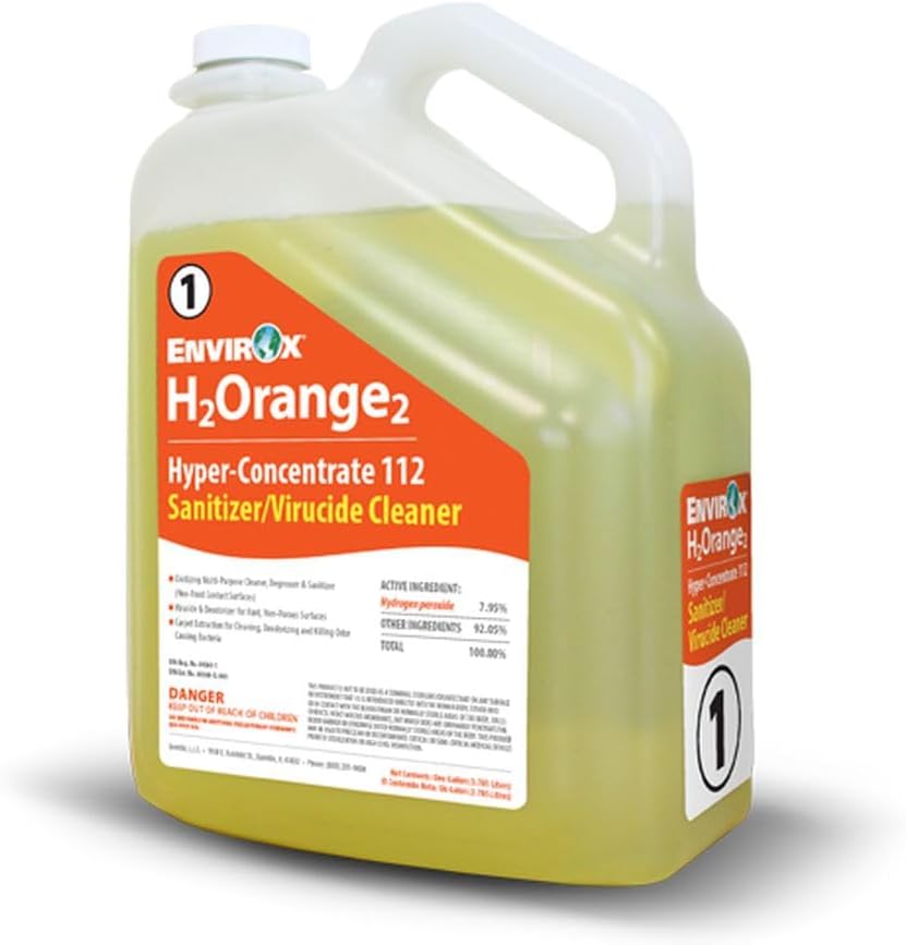 H2Orange2 Hyper-Concentrate 112 Sanitizer & Virucide Cleaner, 1 Gallon Bottles | 2/Case