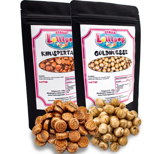 Goldnüsse und Knuspertaler - die beliebtesten Schokoladen Bonbons mit Karamell überzogen die es weit und breit gibt - Weihnachtsmarkt Bonbon Cover