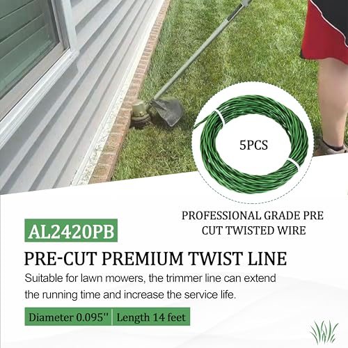 Image of 5 Pack AL2420PB Pre-Cut Premium Twist Line for EGO String Trimmer /Lawn Mower, Green
