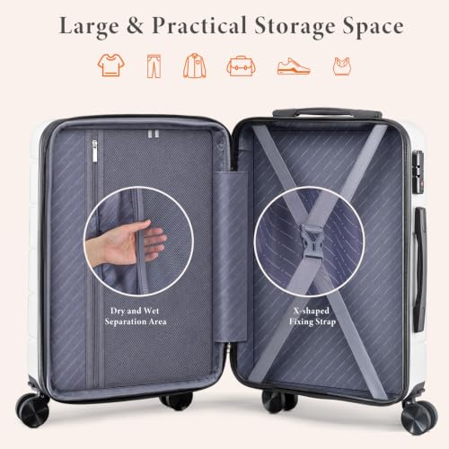 Image of Sweetcrispy 20 Inch Carry On Luggage, Suitcase with Spinner Wheels