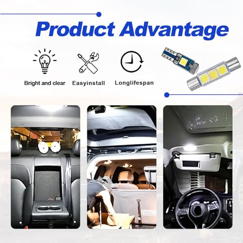 Kit de 42 luces LED interiores para auto, luz blanca miniatura 4