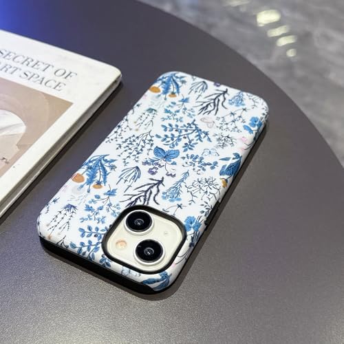 Coque iPhone 15 protection rigide motif fleuri bleu - 3
