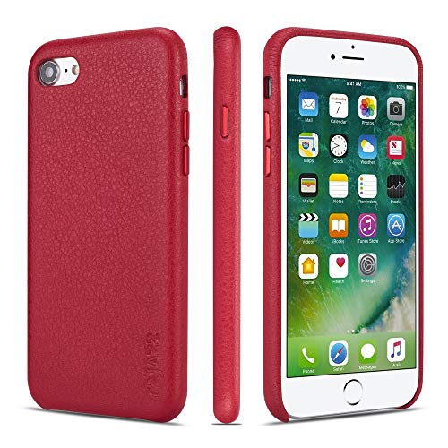 iPhone 7 Case iPhone 8 Case iPhone SE 2020 Cases Rejazz Anti-Scratch iPhone 7 Cover iPhone 8 Cover Genuine Leather Apple iPhone Cases for iPhone 7/8/SE 2020 (4.7 Inch)(Red)