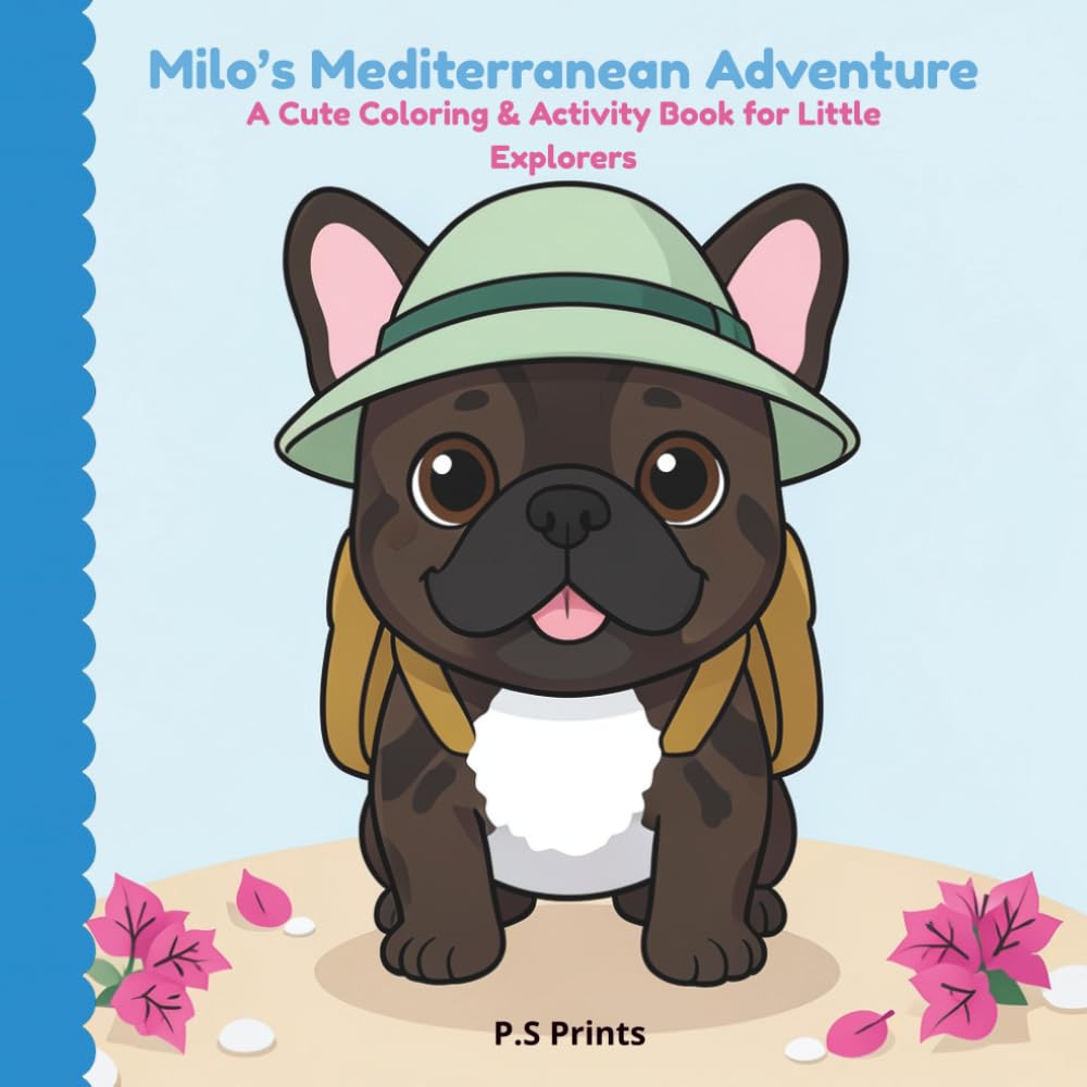 Milo's Mediterranean Adventure: A Cute and Fun French Bulldog Adventure and Activity Book for Kids 4 + years old: Coloring, Counting, Learning, and more by the Sea