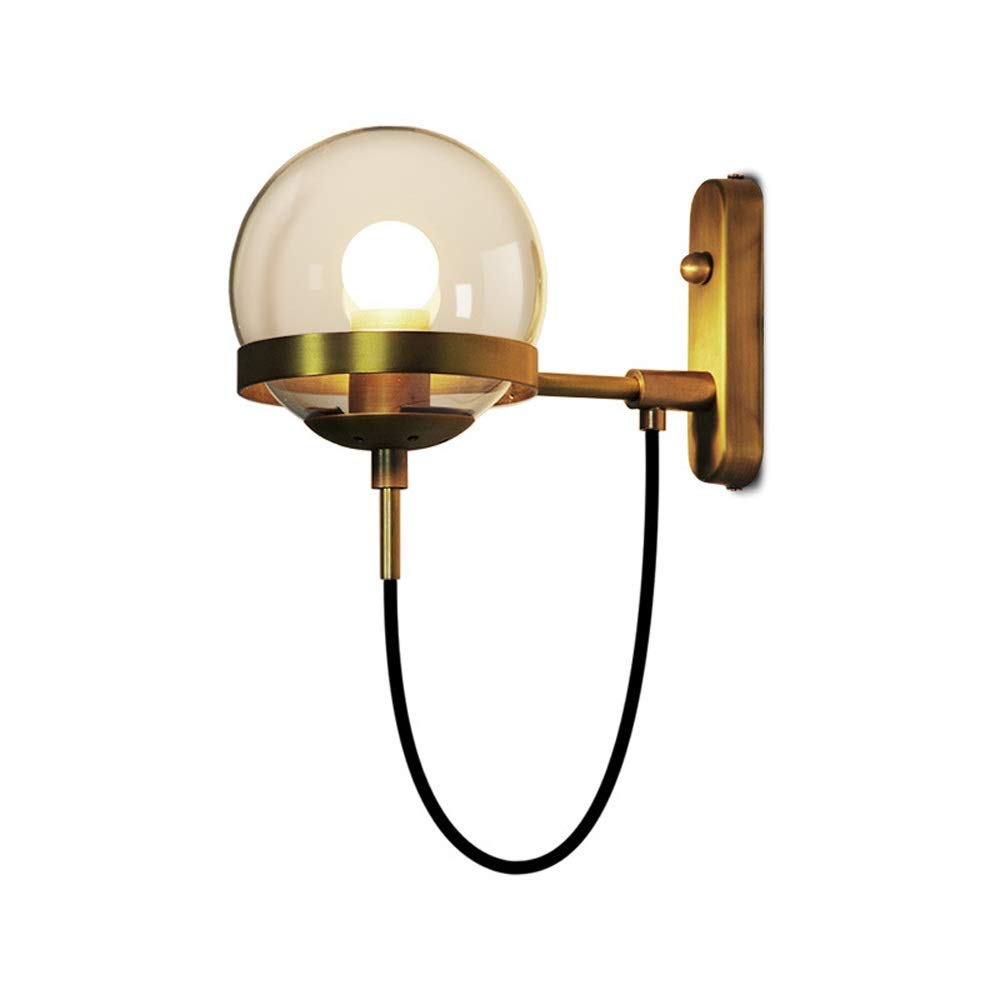 SXECAEPS PostMinimalist Wall Light Industrial Wind Circle Wrought Iron Glass Ball Lamp Nordic Retro Sconce Globe Shaped Shade for Bedroom Living Room Hallway Hotel E27 Interesting