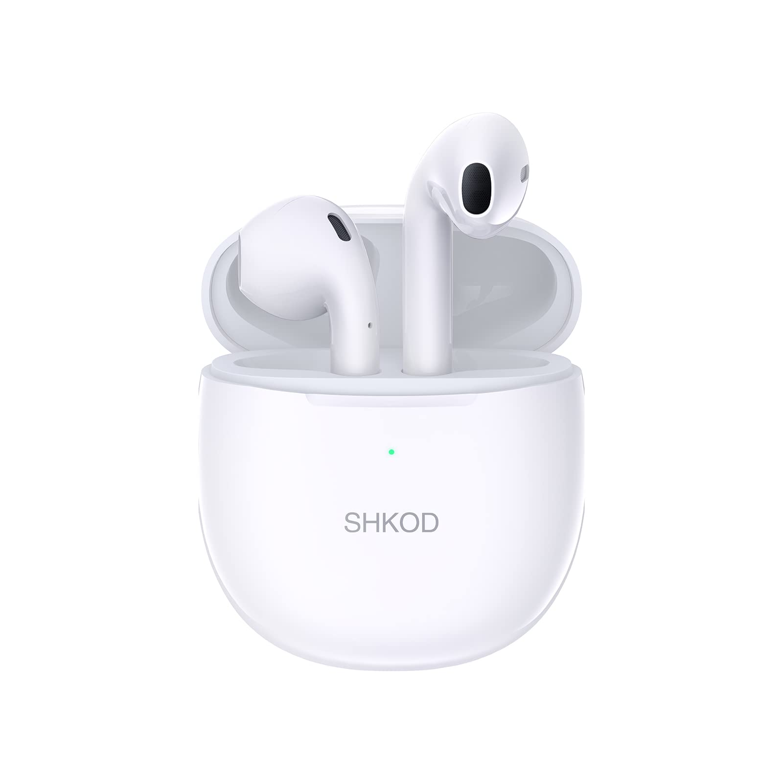 SHKODAirLits True Wireless in Ear Earbuds with 25H Playtime, ENC Noise Cancellation,Type-C Flash Charging, Bluetooth 5.3 Wireless Earbuds (Ceramic White)