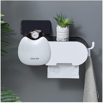 Creative ABS Toilet Paper Holder,Free Perforation Wall-Mounted Creative Tissue Box,Hanging Bathroom Storage Holder Accessories