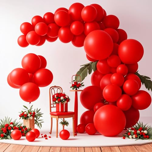 Image of Red Balloons 12 inch, 70pcs Red Latex Party Balloons for New Year Valentines Wedding Decorations
