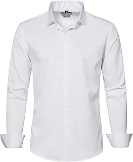 BEILU Mens Long Sleeve Dress Shirt Stretch Wrinkle-Free Casual Button Down Shirts