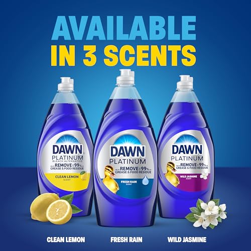 Image of Dawn Platinum Dish Soap, Fresh Rain Scent Liquid Dishwashing Detergent, Powerful Dawn Dish Soap for Tough Grease Removal, 13 oz