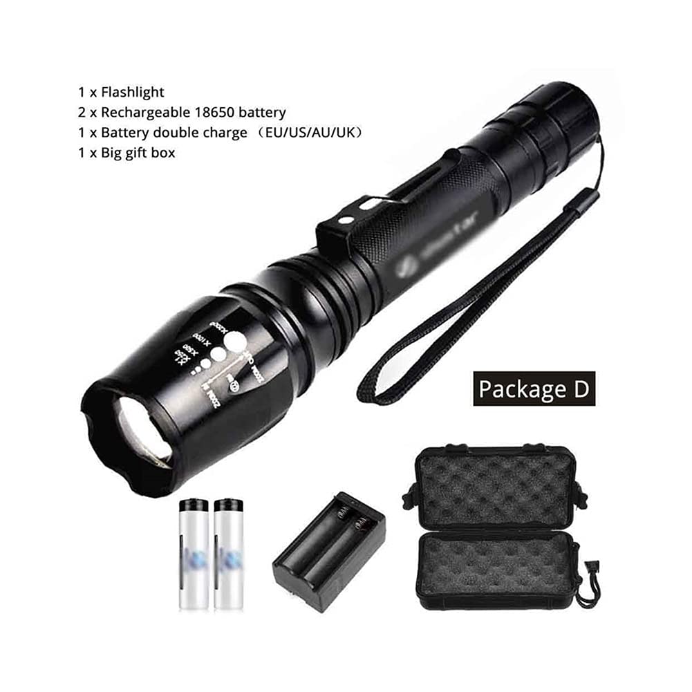 Cadena de Luces Linterna LED Brillante Antorcha con Zoom 5 Modos de iluminación Iluminación Exterior Utilizada para Aventuras de Campamento, Paseos nocturnos de Caza Iluminación de festivale