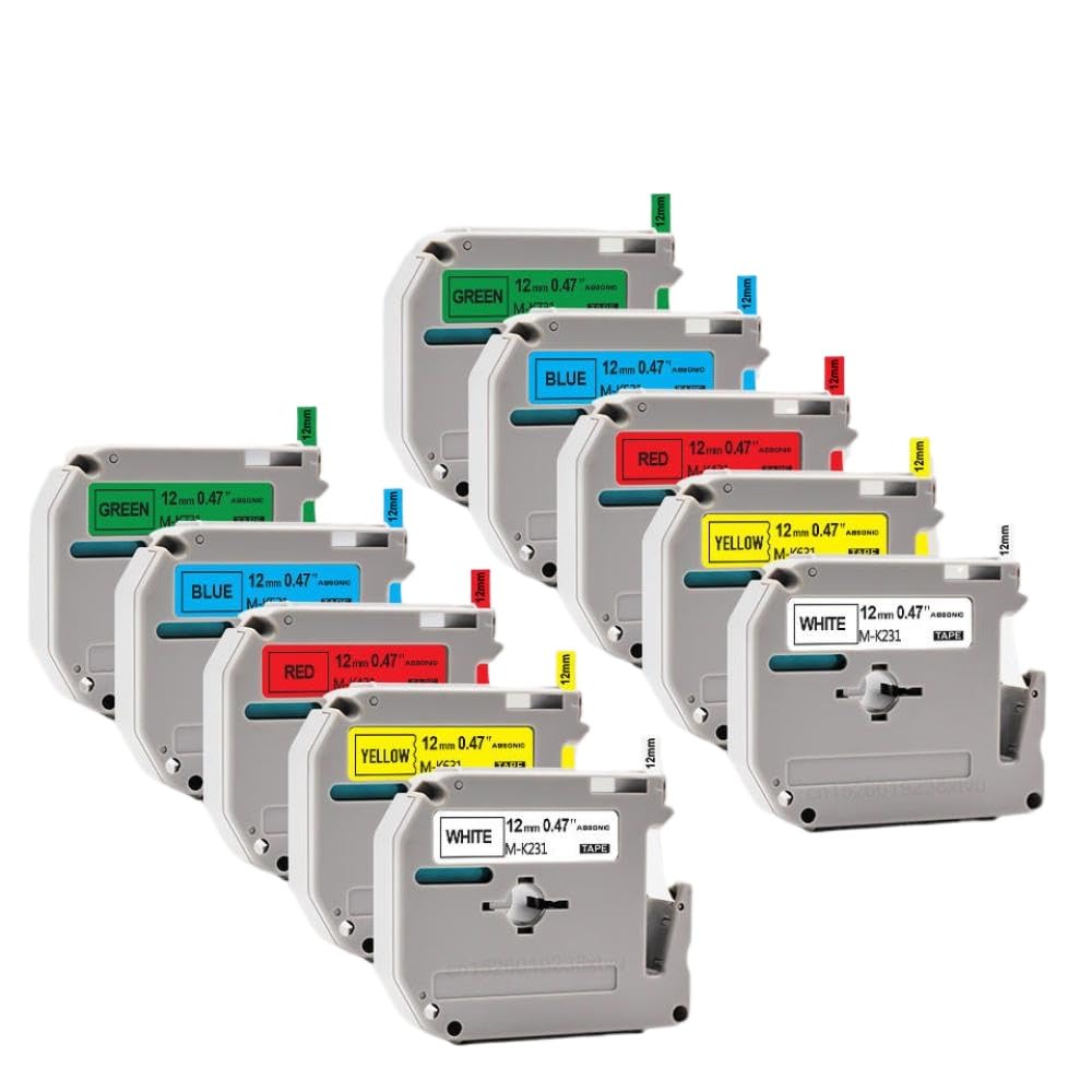 Confezione da 3 a 10 nastri per etichette a colori misti M K231 compatibili con l'etichettatrice M231 MK231 M 231(10PK Mixed Color)
