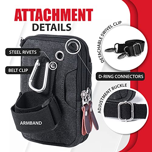Ranboo Canvas Phone Pouch For Men Small Crossbody Purse Shoulder Cell Phone Arm Bag Multifunction Carrier Belt Holder For Iphone 14 Plus 12 Pro Max 11 Xs Max Xr 6S 7 8 Plus Holster Case With Belt Clip #TOP4