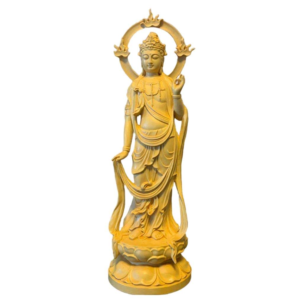 Estatua de Buda, Figura de Madera de Tallada, Buda Guanyin, Decoración Meditativa, Ideal para Sala de Estar Y Dormitorio, Par, M