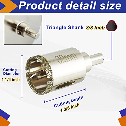 image for DaduoRi 1 1/4 Inch (32mm) Diamond Hole Saw with Pilot Bit, Diamond Tip