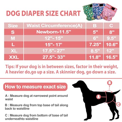 Image of Langsprit Washable Female Dog Diapers - Doggie Reusable Diapers for Doggy Puppy Female in Period - Highly Absorbent Dog Heat Panties Flower-1 S