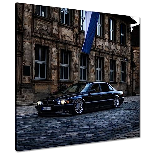 Tableau voiture 740IL sur toile 70x70cm imprimé en haute définition pour décoration murale H3516Z
