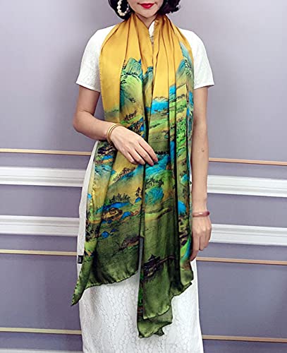 Image of ZDMHSH Fashion Scarves Scarf 100% Silk Feeling Scarf Silk Like Scarves Long Lightweight Sunscreen Shawls for Women
