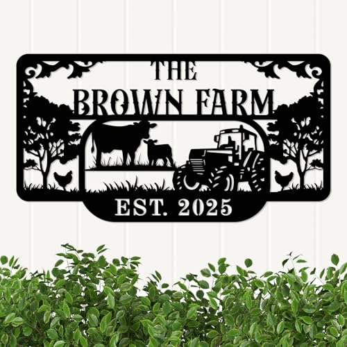 Personalized Metal Farm Sign, Custom Farm Scene