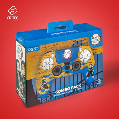 FRTEC - KIMETSU NO Yaiba Combo Pack, Coque Rigide + Grips + Sticker pour PS5 DualSense, Tanjiro Kamado