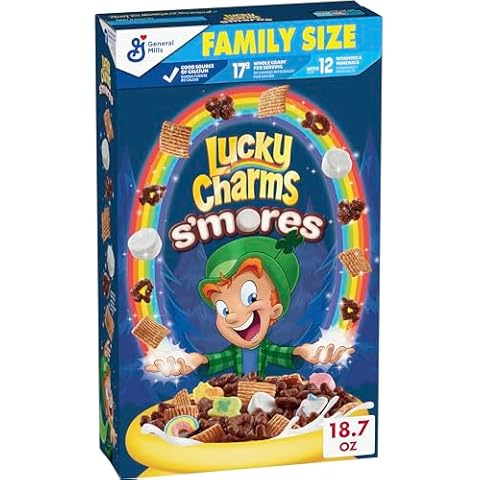 Lucky Charms S’mores Cereal with Marshmallows, With Leprechaun Trap, Made With Whole Grain, Family Size, 18.7 OZ Cover