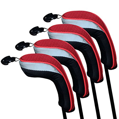 Andux Mesh Golf Hybrid Club Head Covers with Dial NO. Tags Set of 4 Red