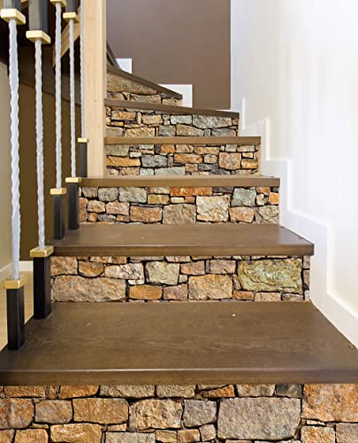 Amazingwall 3D Stone Stair Sticker Diy Wall Mural Decorative Removable Self Adhesive Decor Art Decal Furniture Refurbished 7.1X39.4" X 6 Pcs #TOP1