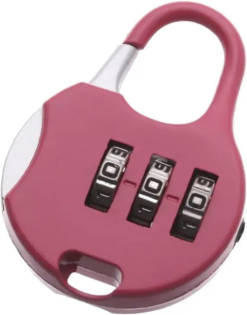 3 Dial Digit Mini Combination Code Lock Zinc Alloy Diary Protector Travel Luggage Suitcase Password Padlock Locker Case Lock 1Pcs(Pink)