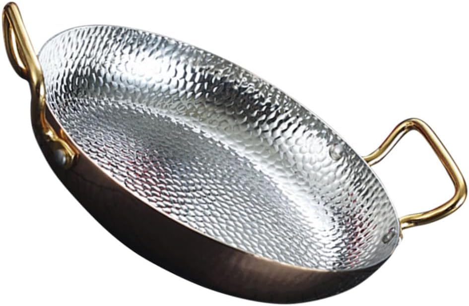Zerodeko Household Double Handle Stainless Steel Paella Pan Cooking Pot for Home Use Rapid Heating Energy Saving Kitchen Accessory