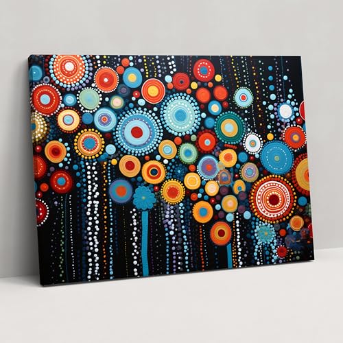Painted Anarchy Contemporary Aboriginal Canvas Print - Aborginal, Modern Color Palette, Wall Decoration, Wall Art, 18" x 12"