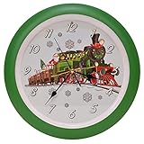 Mark Feldstein & Associates Santa Claus Holiday Train Christmas Carol Sound Clock, 13 Inch, Green