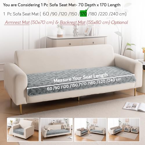 Image of HOKIPO 'Velvet Maze' Premium Anti Slip Sofa Cover Mats for L Shape and 1 /2 /3 Seater Sofa. Make Your Own Sofa Cover Set, 70(D) x 170(L) cm, Dark Grey (AR-5907-DGRY)