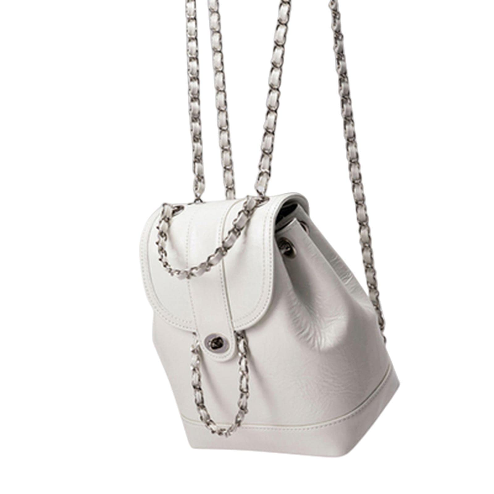 MOGSA Mochila escolar para mujer, otoño, invierno, mini cadenas, mochila para mujer, para estudiantes, cera de aceite, bolsa de viaje, color negro