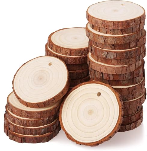 Tranches de bois brut percées sans fissure pour décoration de table