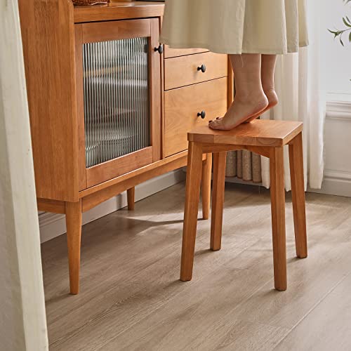 Aibiju Square Wooden Stool, Dressing Table Stool, Solid Wood Makeup stool, Kids Small Table, Perfect Size for your Living Room, Bedroom (Natural, 1 Piece),YDEU-1502 - Image 9