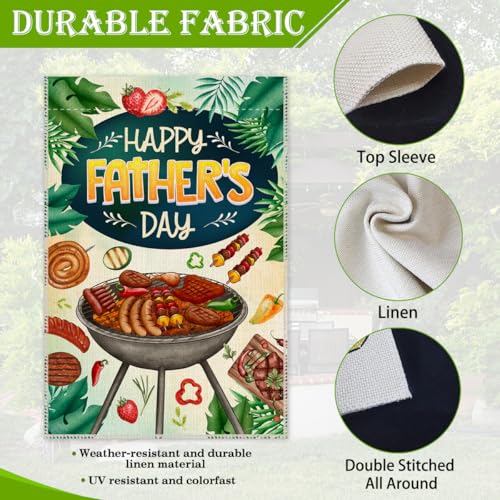 Hafhue Happy Father's Day Garden Flag, 12 x 18 Inch Double Sided Farmhouse Holiday Yard Garden Lawn Decoration Flag, Barbecue Farm Banner, Father’s Day Celebration Sign, Barbecue Lover's Gifts - Image 5