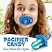 Lollipop Ring Pacifier Candy - Pop Lick - Individually Wrapped Blueberry Flavor - Its a Boy Baby Shower Candy Favors for Boys Perfect Baby Reveal Party Favors, 12 Units