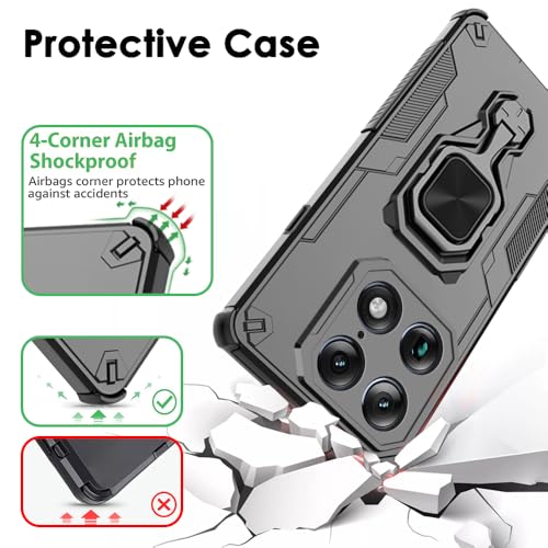 Image of TheGiftKart Tough Armor Bumper Back Case Cover for Motorola Moto Signature 5G | Ring Holder & Kickstand in-Built | 360 Degree Protection Back Case Cover for Motorola Signature 5G (PC & TPU, Black)